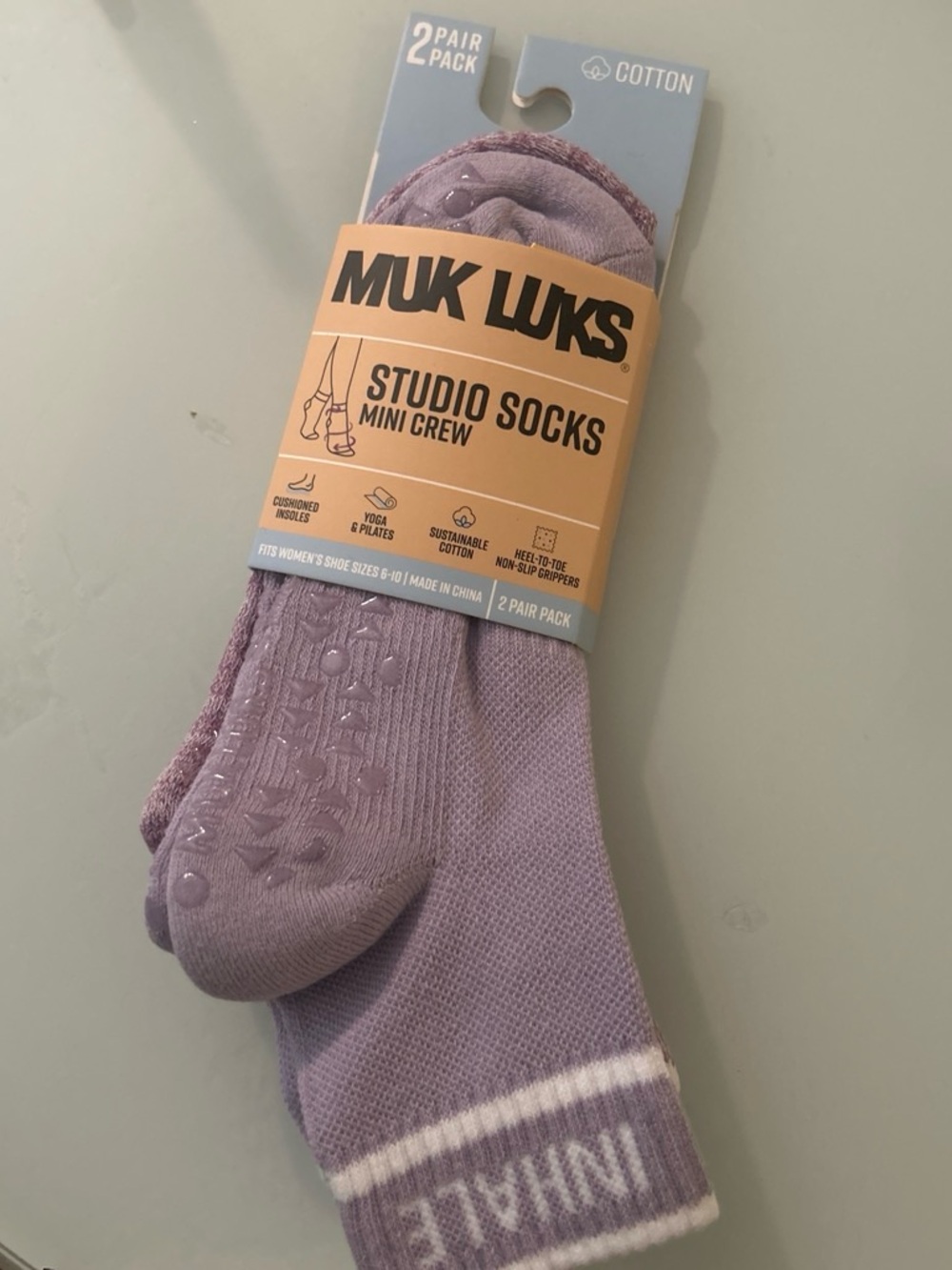 Muk Luks Lavender Studio Mini Crew Athletic Socks - 2 Pair Pack